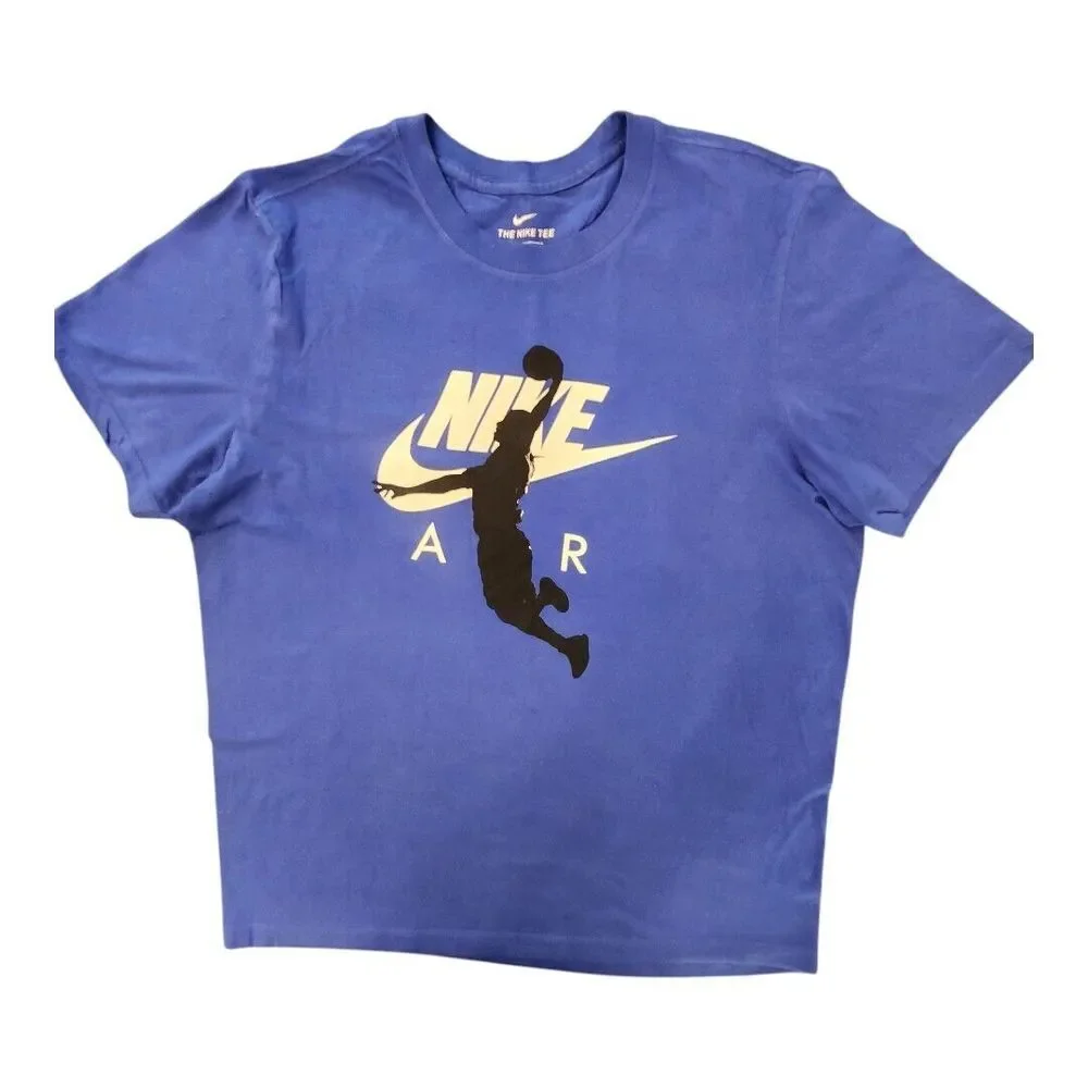 Nike Air Shirt Men Medium Blue Crew Neck Pullover Basketball Jumpman Logo Swoosh